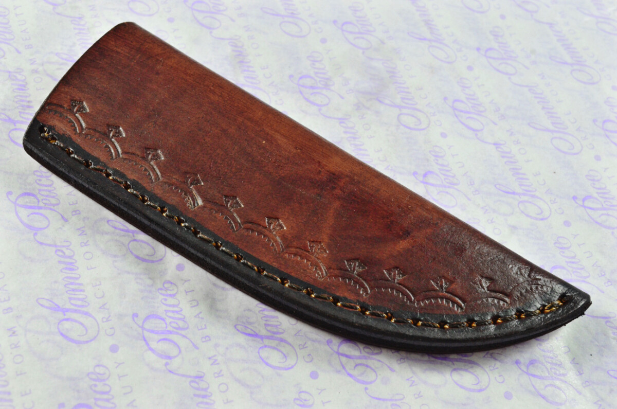 Damascus Steel Knife Making Kit! Gut Hook Knife with Olive Wood Scales Damascus Bolster inc Leather Sheath - Image 10