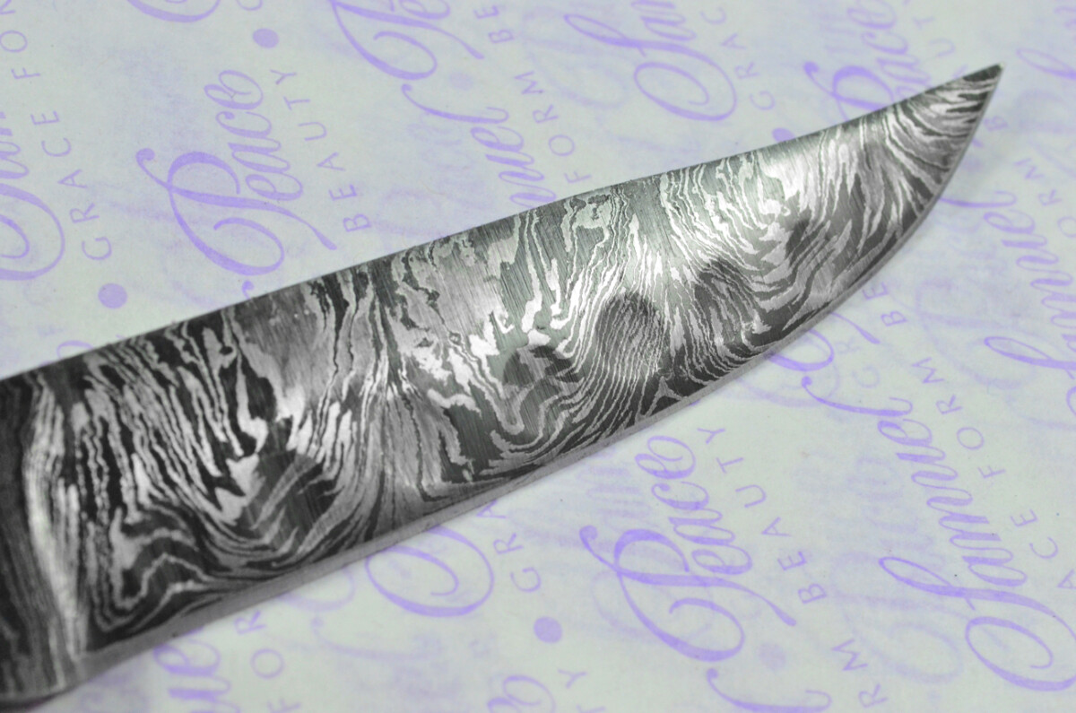 Kitchen Knife Making Kit! Fantastic Damascus Steel Vegetable/Utility Knife Rosewood Scales Unbelievable Piece inc Leather Sheath - Image 6