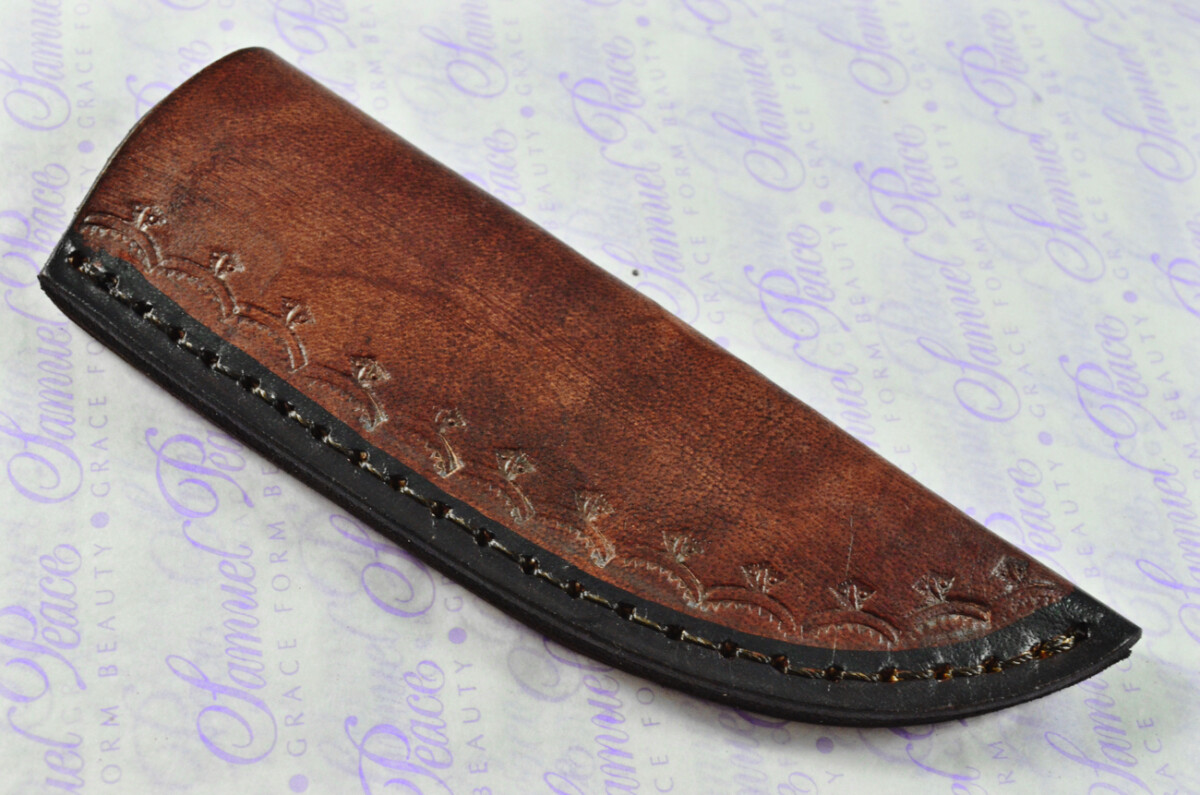 Kitchen Knife Making Kit! Fantastic Damascus Steel Vegetable/Utility Knife Rosewood Scales Unbelievable Piece inc Leather Sheath - Image 7