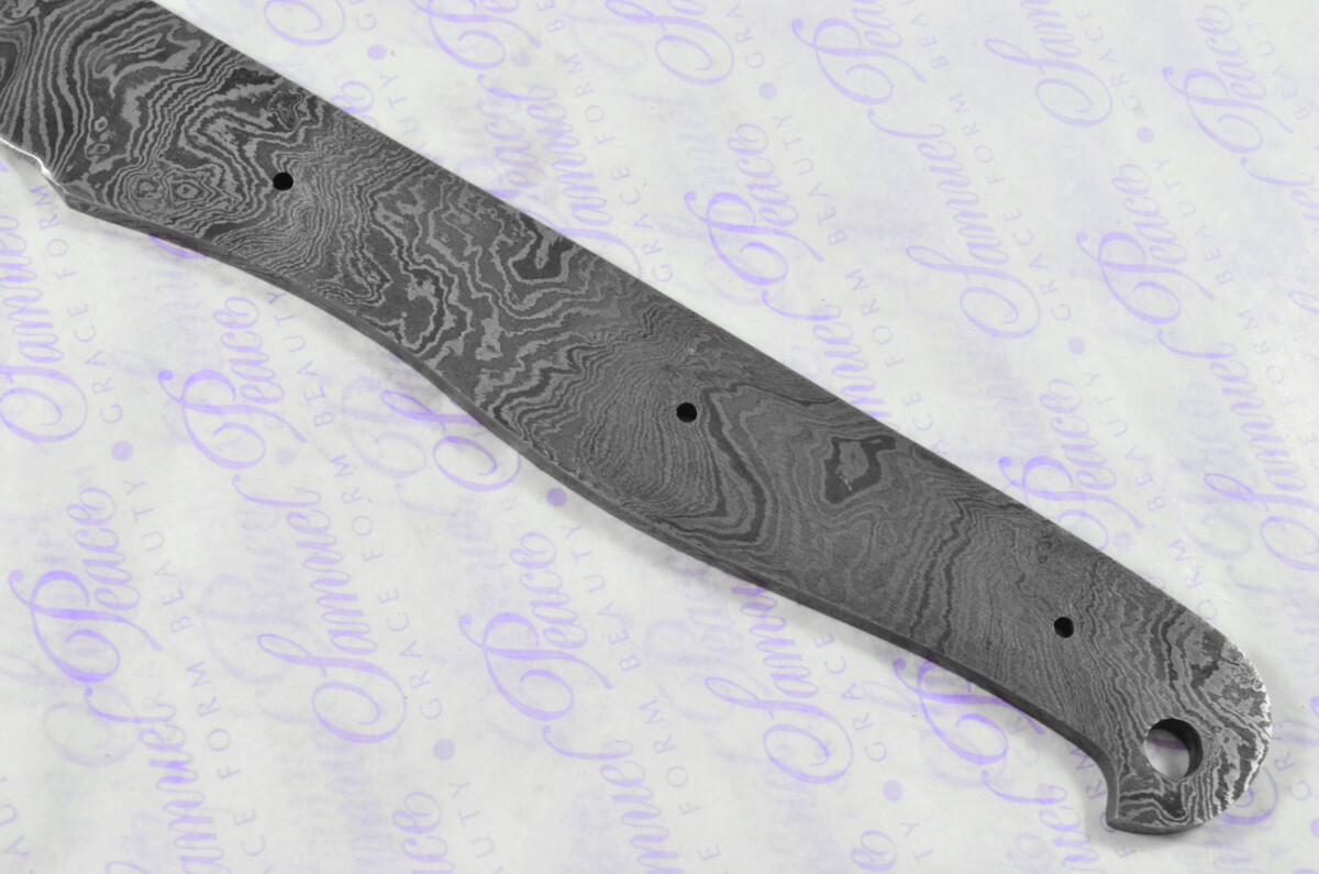 Kitchen Knife Making Kit! Huge Fantastic Damascus Steel Carving Knife Olive Wood Scales Unbelievable Piece inc Leather Sheath - Image 5