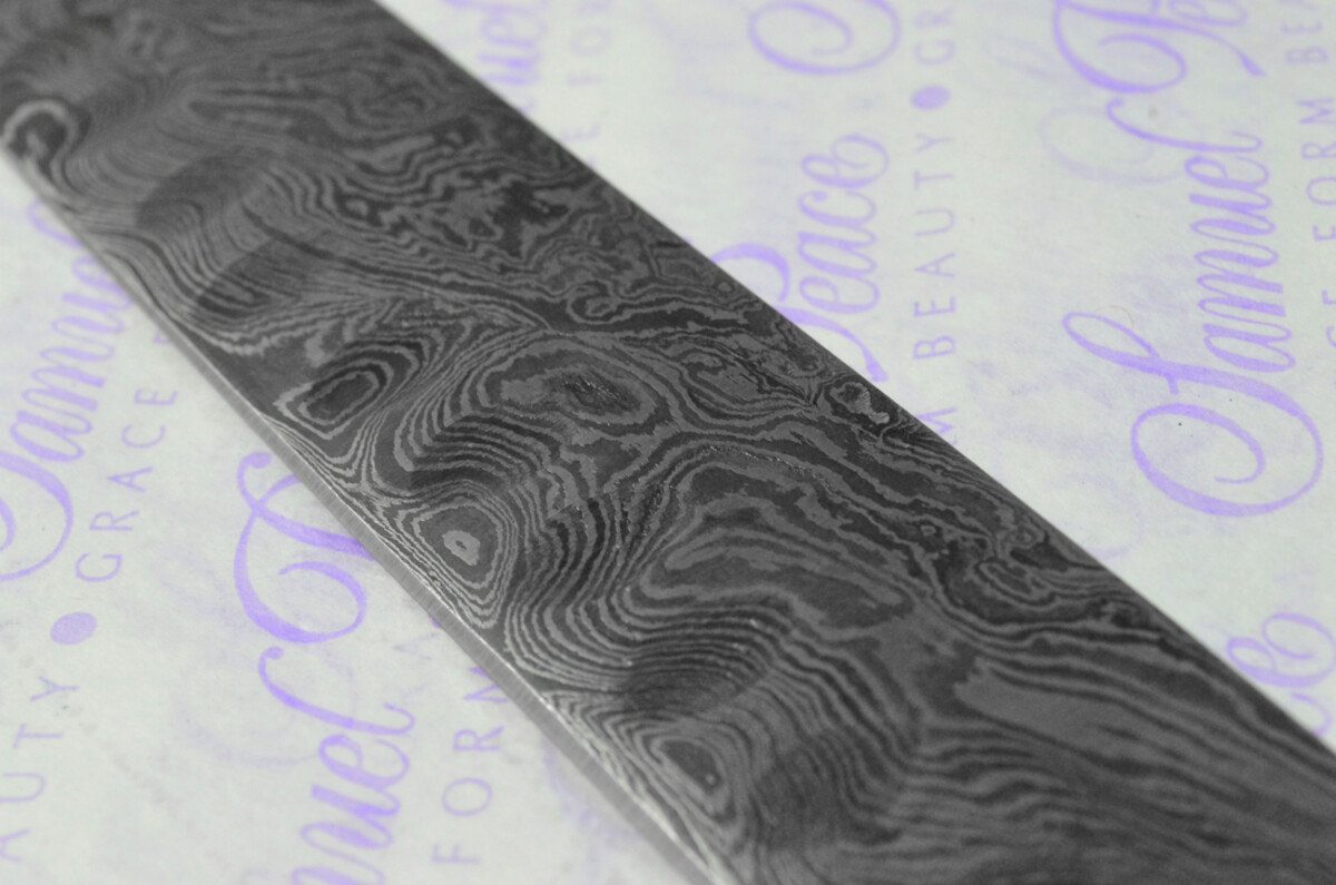 Kitchen Knife Making Kit! Huge Fantastic Damascus Steel Carving Knife Olive Wood Scales Unbelievable Piece inc Leather Sheath - Image 8