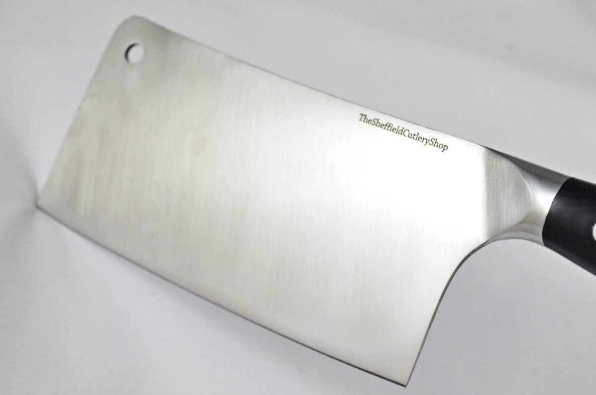 Black Wood Handled Cleaver Knife 7" - Made In Sheffield High Carbon Stainless Steel Razor Sharp - Image 2
