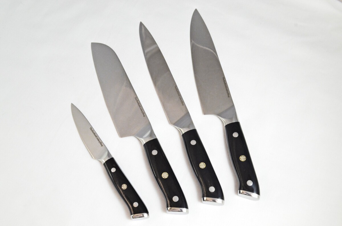 An Essential 4-Piece Black-Handled Premium Kitchen Knife Set – Ergonomic Handle, Made in Sheffield