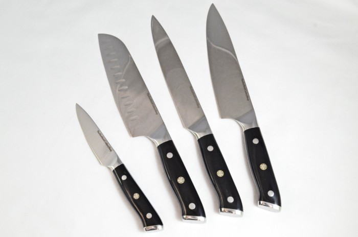 A Sushi & Slicing 4-Piece Black-Handled Premium Kitchen Knife Set – Ergonomic Handle, Made in Sheffield