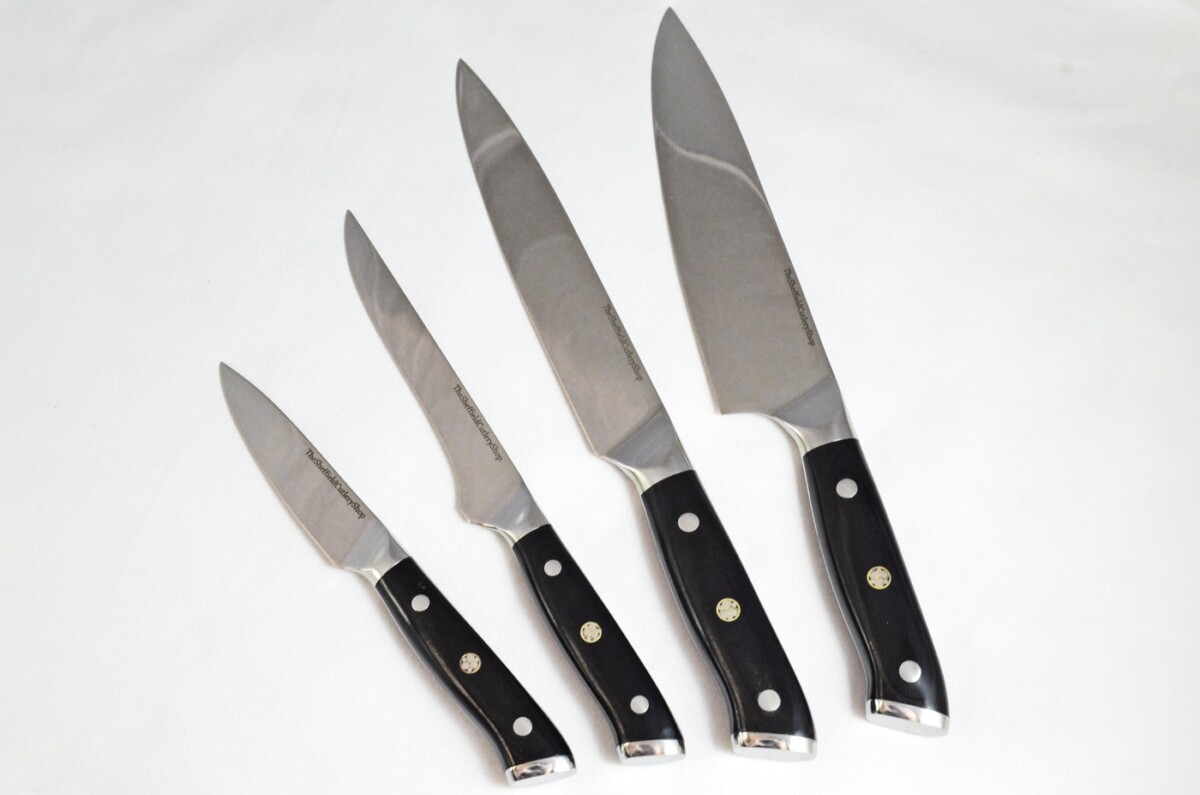 A Versatile 4-Piece Black-Handled Premium Kitchen Knife Set – Ergonomic Handle, Made in Sheffield