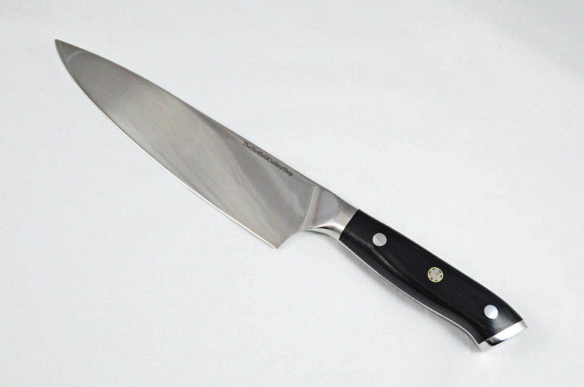 Black Wood Handled Chef Knife 7 3/4" - Made In Sheffield High Carbon Stainless Steel Razor Sharp