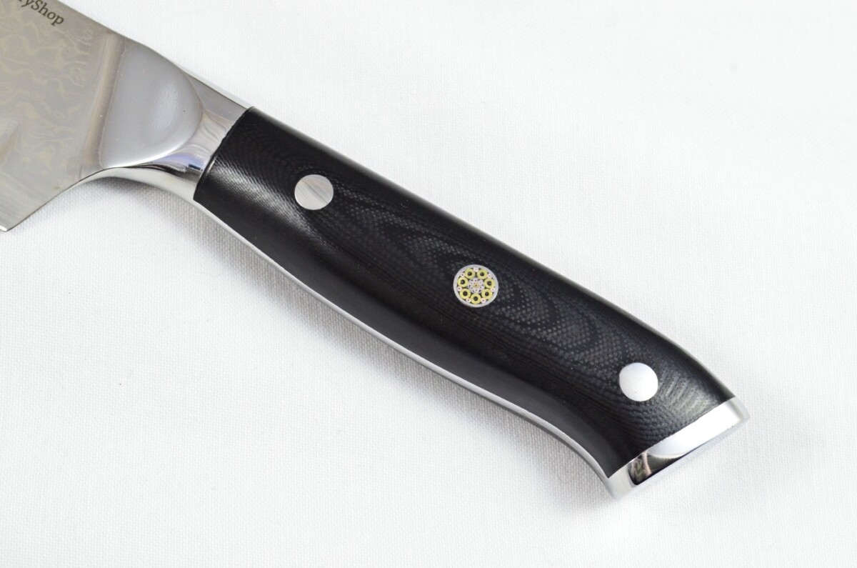 Black Micarta Handled Santoku Knife 8" - Made In Sheffield High Carbon Stainless - Damascus Steel Pattern Razor Sharp - Image 2