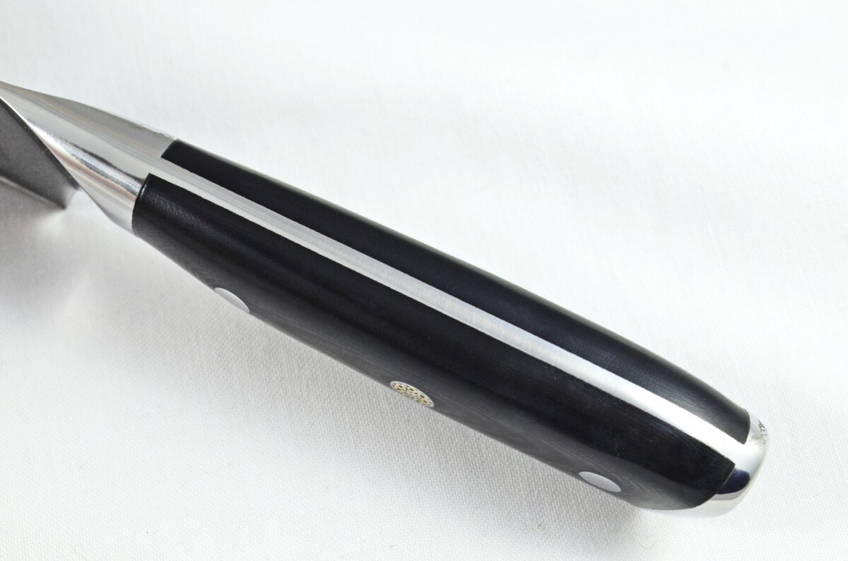 Black Micarta Handled Santoku Knife 8" - Made In Sheffield High Carbon Stainless - Damascus Steel Pattern Razor Sharp - Image 5