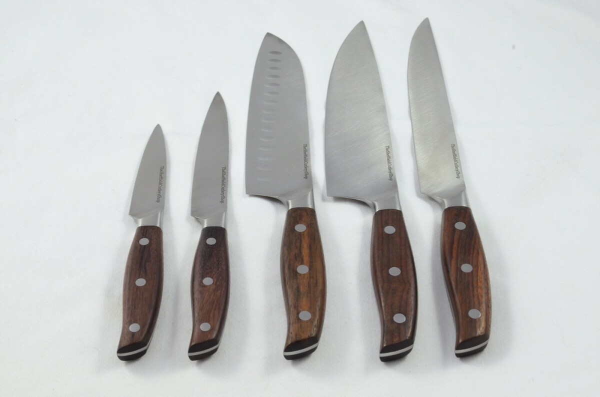 5-Piece Rosewood Kitchen Knife Set – Ergonomic Handle, Brushed Satin Blades, Made in Sheffield - Image 2
