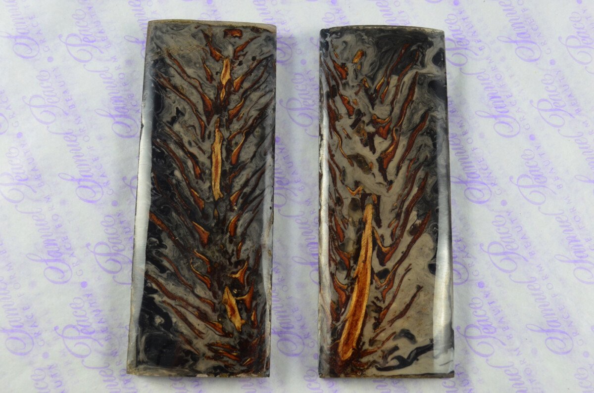 Pair of Pine Resin Knife Scales Knife Making Parts Knife Blanks