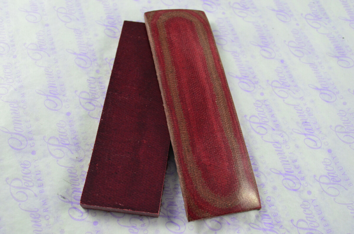 Damascus Steel Knife Making Kit! Ultimate Bushcraft Knife with Cream & Red Micarta Scales inc Leather Sheath - Image 6