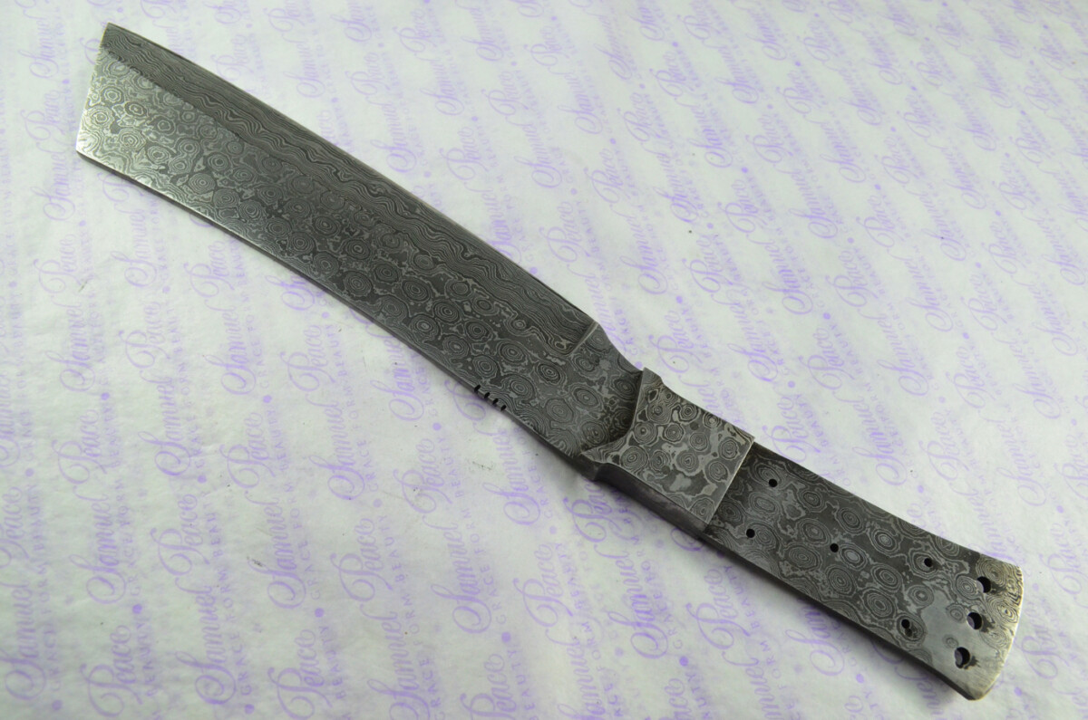 Damascus Steel Knife Making Kit! Ultimate Machete with Amazique Scales including Leather Sheath - Image 7