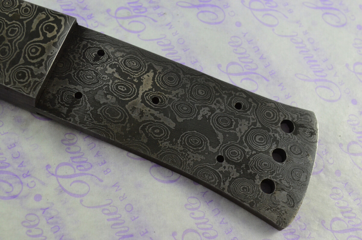 Damascus Steel Knife Making Kit! Ultimate Machete with Amazique Scales including Leather Sheath - Image 4