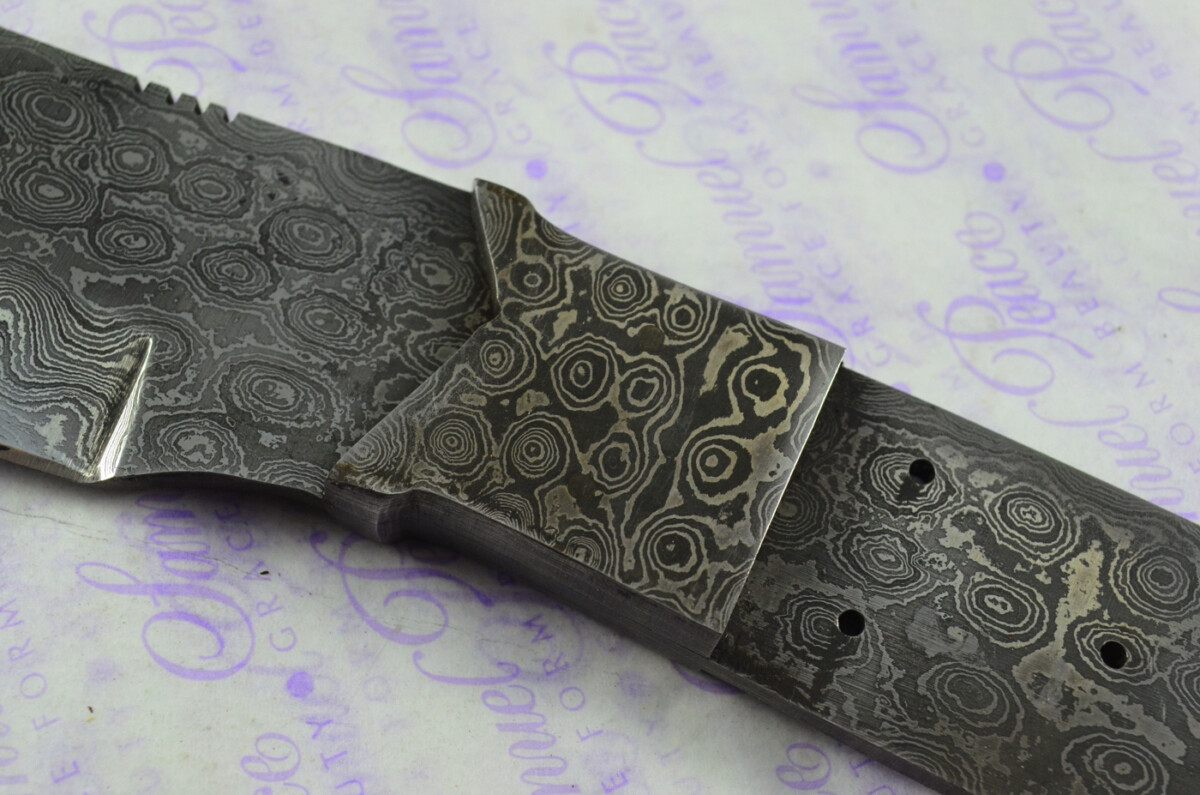 Damascus Steel Knife Making Kit! Ultimate Machete with Amazique Scales including Leather Sheath - Image 5