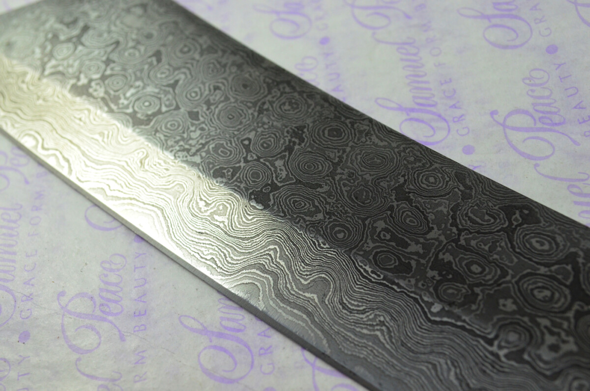 Damascus Steel Knife Making Kit! Ultimate Machete with Amazique Scales including Leather Sheath - Image 9