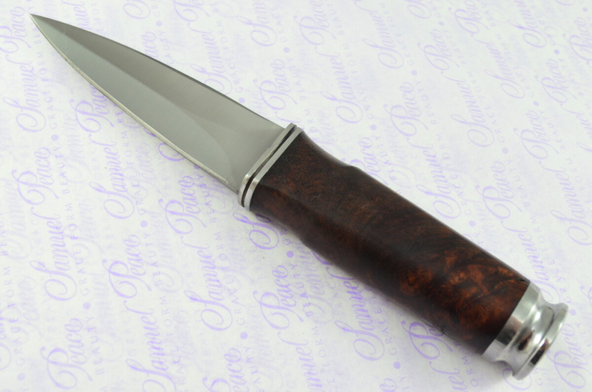 New Genuine D2 Carbon Steel Bespoke Full Tang Kiln Dried Ironwood Handle Sheffield Sgian Dubh with Leather Sheath Boxed - Image 5