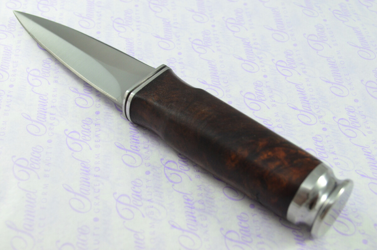 New Genuine D2 Carbon Steel Bespoke Full Tang Kiln Dried Ironwood Handle Sheffield Sgian Dubh with Leather Sheath Boxed - Image 4
