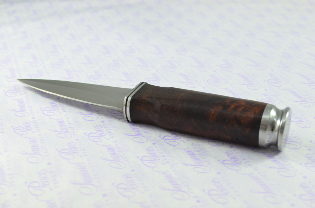 New Genuine D2 Carbon Steel Bespoke Full Tang Kiln Dried Ironwood Handle Sheffield Sgian Dubh with Leather Sheath Boxed - Image 3