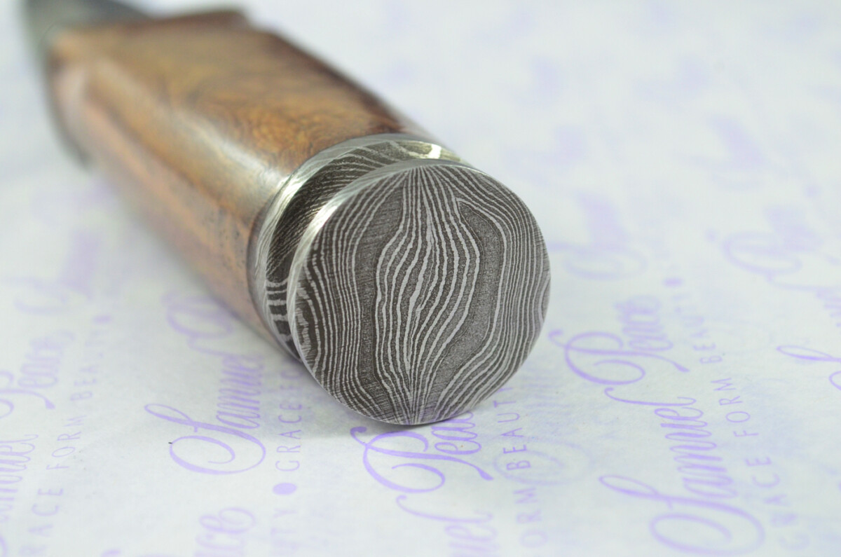 New Genuine Damascus Steel Bespoke Full Tang Kiln Dried Ironwood Handle Sheffield Sgian Dubh with Leather Sheath Boxed - Image 4