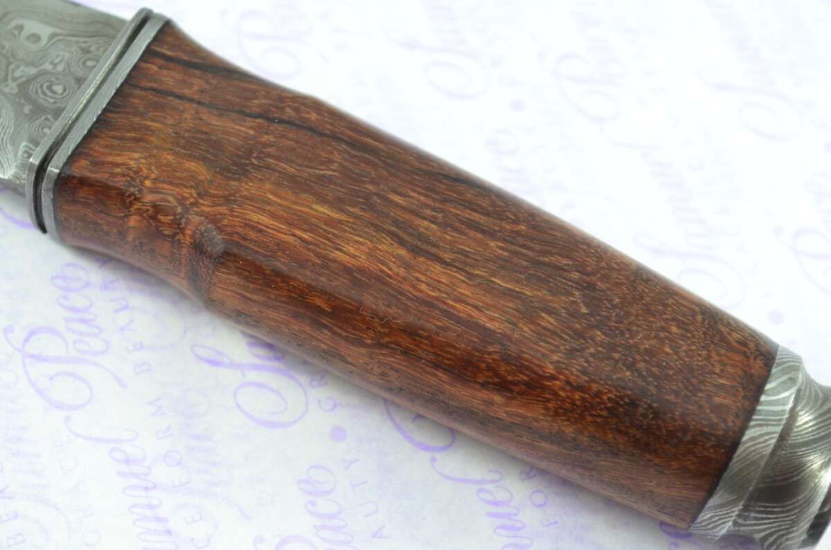 New Genuine Damascus Steel Bespoke Full Tang Kiln Dried Ironwood Handle Sheffield Sgian Dubh with Leather Sheath Boxed - Image 6