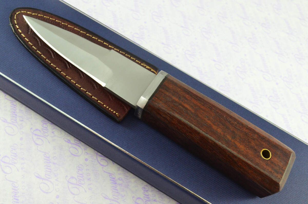 New Genuine D2 Carbon Steel Bespoke Full Tang Kiln Dried Ironwood Handle Sheffield Sgian Dubh with Leather Sheath Boxed