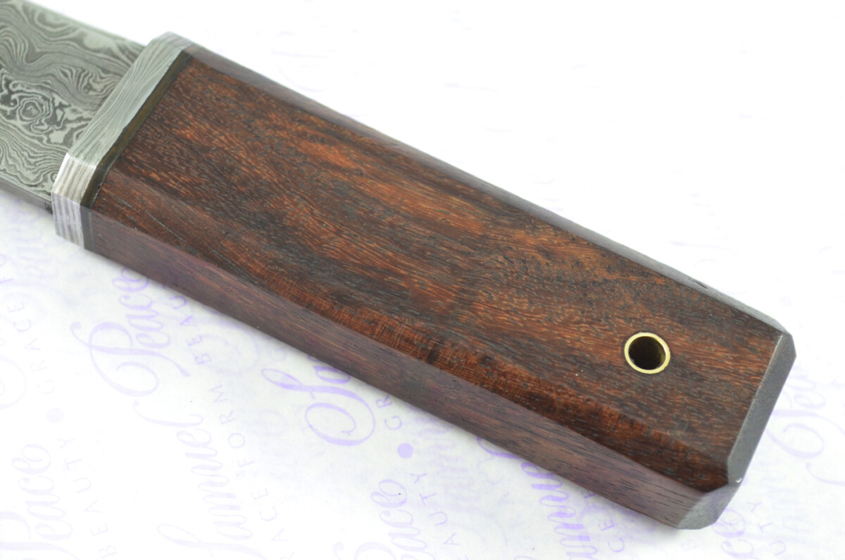 New Genuine Damascus Steel Bespoke Full Tang Kiln Dried Ironwood Handle Sheffield Sgian Dubh with Leather Sheath Boxed - Image 6