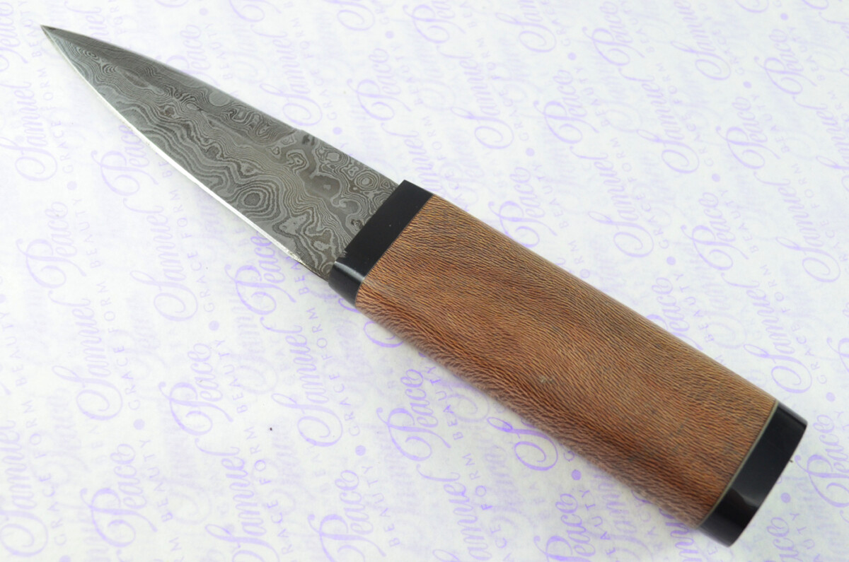New Genuine Damascus Steel Bespoke Full Tang Kiln Dried Zebra Wood Handle Sheffield Sgian Dubh with Leather Sheath Boxed - Image 8
