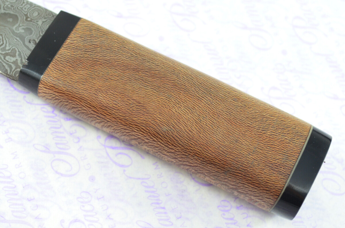 New Genuine Damascus Steel Bespoke Full Tang Kiln Dried Zebra Wood Handle Sheffield Sgian Dubh with Leather Sheath Boxed - Image 5