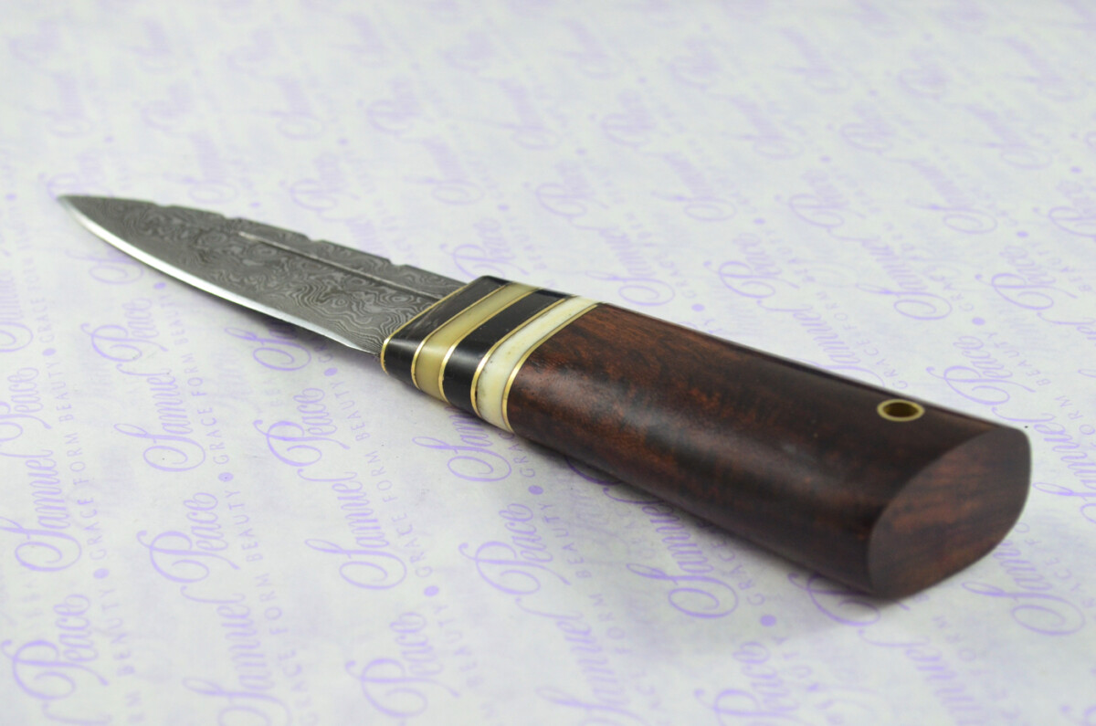 New Fantastic Genuine Ironwood Sgian Dubh Damascus Steel Made in Sheffield England Superior Sheath inc Presentation box - Image 6