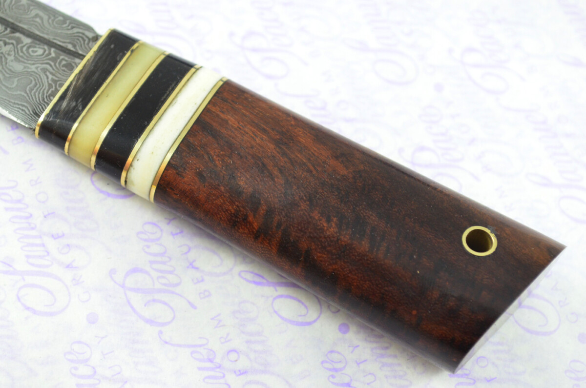 New Fantastic Genuine Ironwood Sgian Dubh Damascus Steel Made in Sheffield England Superior Sheath inc Presentation box - Image 3