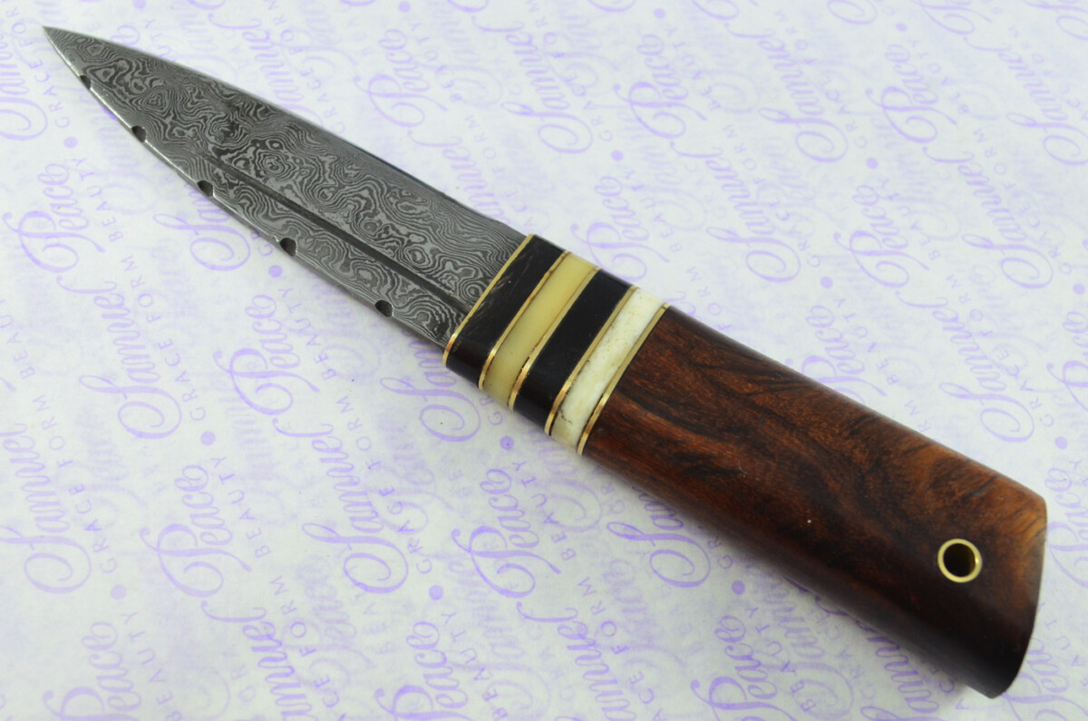 New Fantastic Genuine Ironwood Sgian Dubh Damascus Steel Made in Sheffield England Superior Sheath inc Presentation box - Image 5