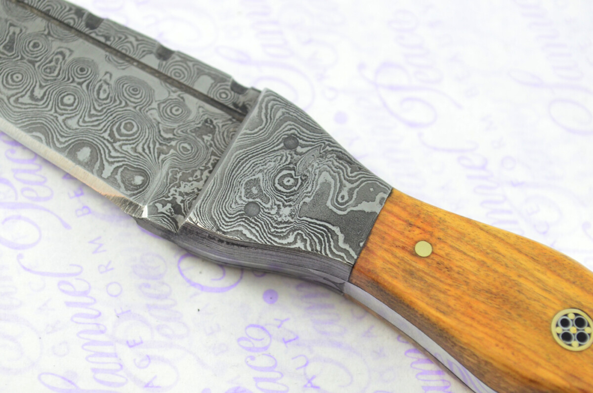 Unique New Genuine Damascus Steel Bespoke Full Tang Kiln Dried Olive Wood Handle Sheffield Sgian Dubh with Leather Sheath Gift Boxed - Image 6