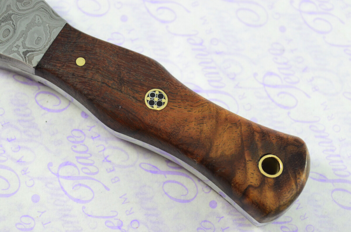 New Genuine Damascus Steel Bespoke Full Tang Kiln Dried Exotic Black Rosewood Handle Sheffield Sgian Dubh with Leather Sheath Boxed - Image 8