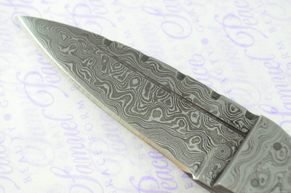New Genuine Damascus Steel Bespoke Full Tang Water Buffalo Handle Sheffield Sgian Dubh with Leather Sheath Boxed - Image 8