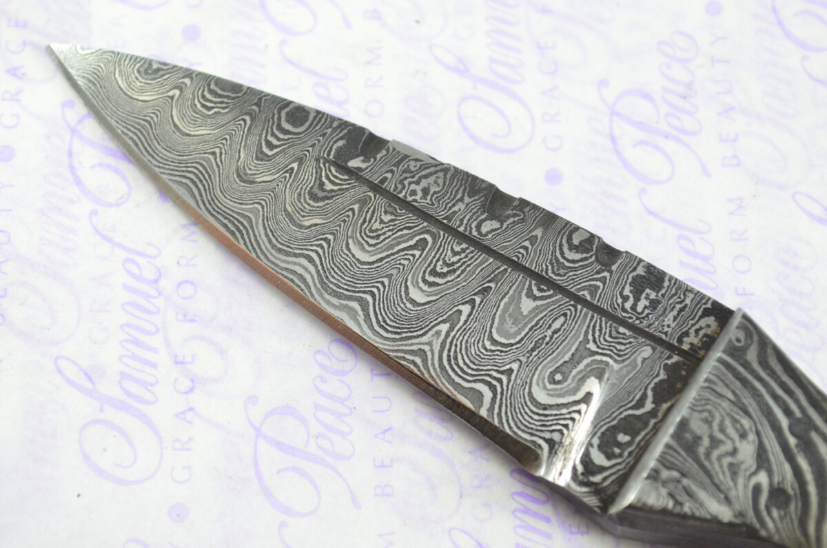 New Genuine Damascus Steel Bespoke Full Tang Stag Horn Antler Handle Sheffield Sgian Dubh with Leather Sheath Boxed - Image 5