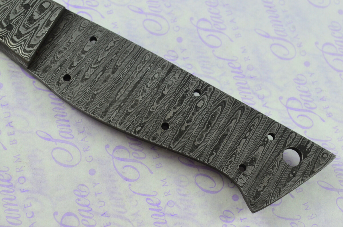 Kitchen Knife Making Kit! Fantastic Damascus Steel Chef's Knife Olive Wood Scales Unbelievable Piece Pristine Leather Sheath - Image 5