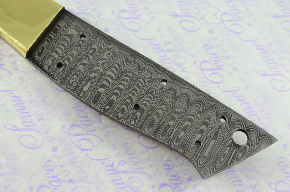 Kitchen Knife Making Kit! Fantastic Damascus Steel Chef's Knife Olive Wood Scales Unbelievable Piece Pristine Leather Sheath - Image 9