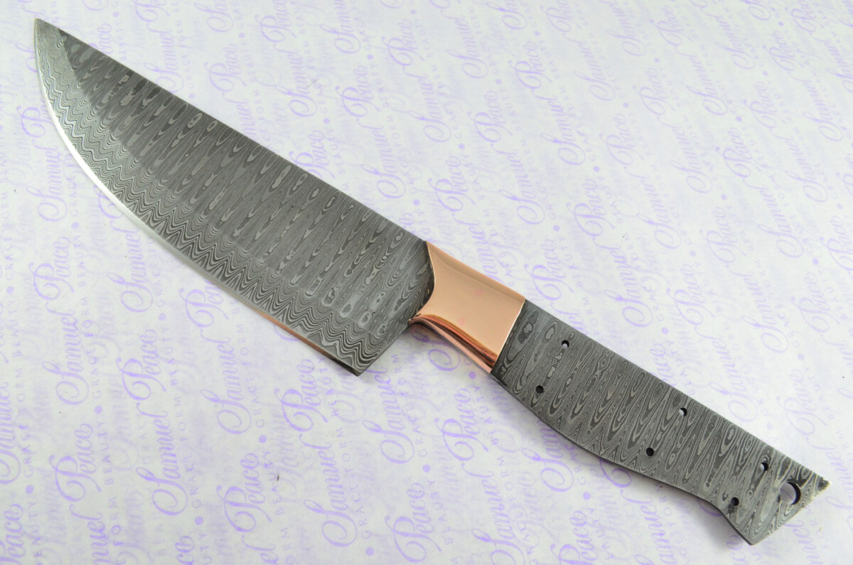 Kitchen Knife Making Kit! Fantastic Damascus Steel Chef's Knife Ironwood Scales Unbelievable Piece Pristine Leather Sheath - Image 5