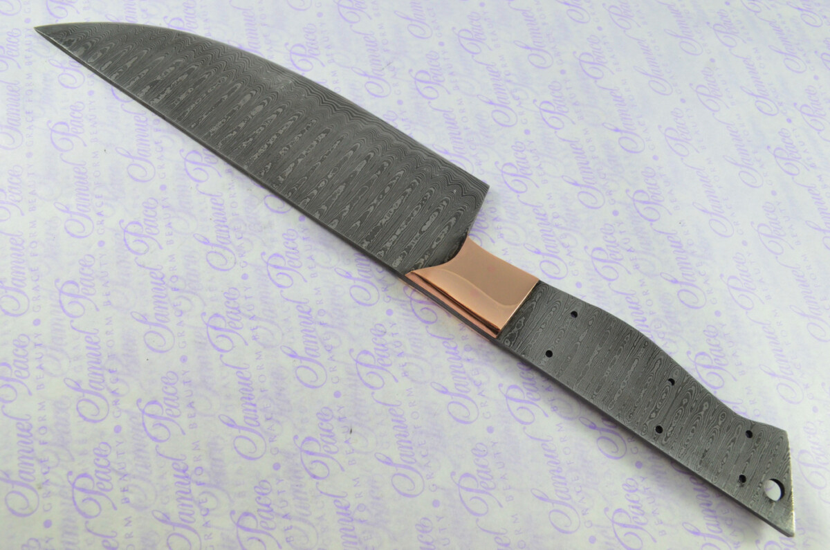 Kitchen Knife Making Kit! Fantastic Damascus Steel Chef's Knife Ironwood Scales Unbelievable Piece Pristine Leather Sheath - Image 6