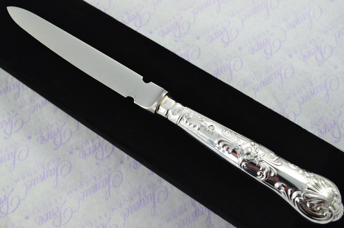 A. Haviland-Nye Cased Sheffield Sterling Silver Handled Letter Opener Queens Pattern 1973