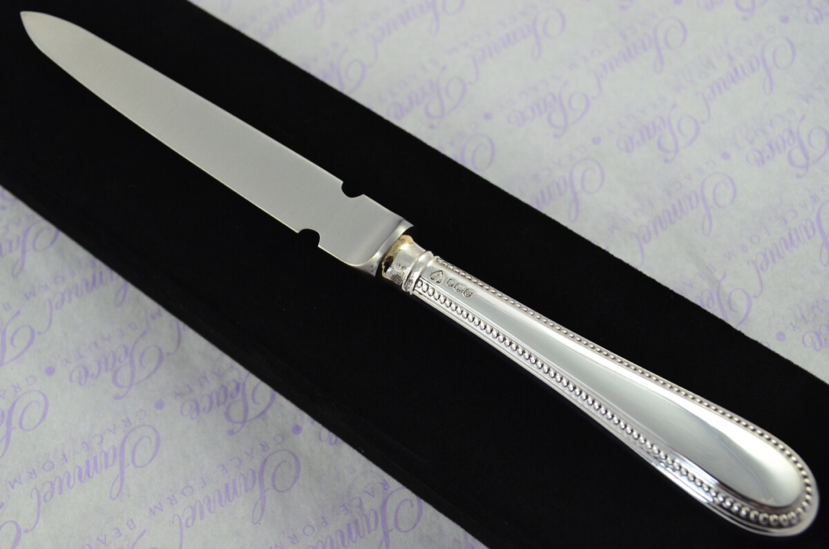 A. Haviland-Nye Cased Sheffield Sterling Silver Handled Letter Opener Bead Pattern 1973