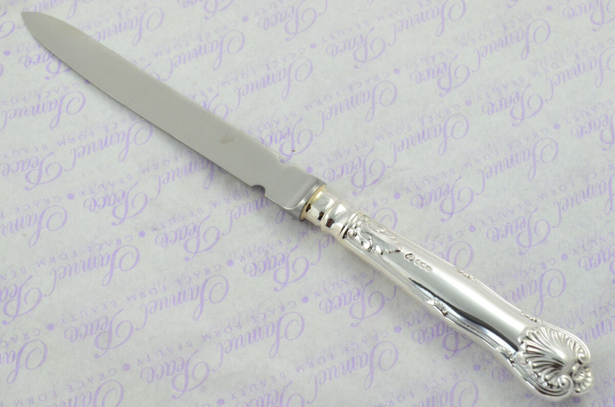 A. Haviland-Nye Cased Sheffield Sterling Silver Handled Letter Opener Kings Husk Pattern 1972 - Image 2