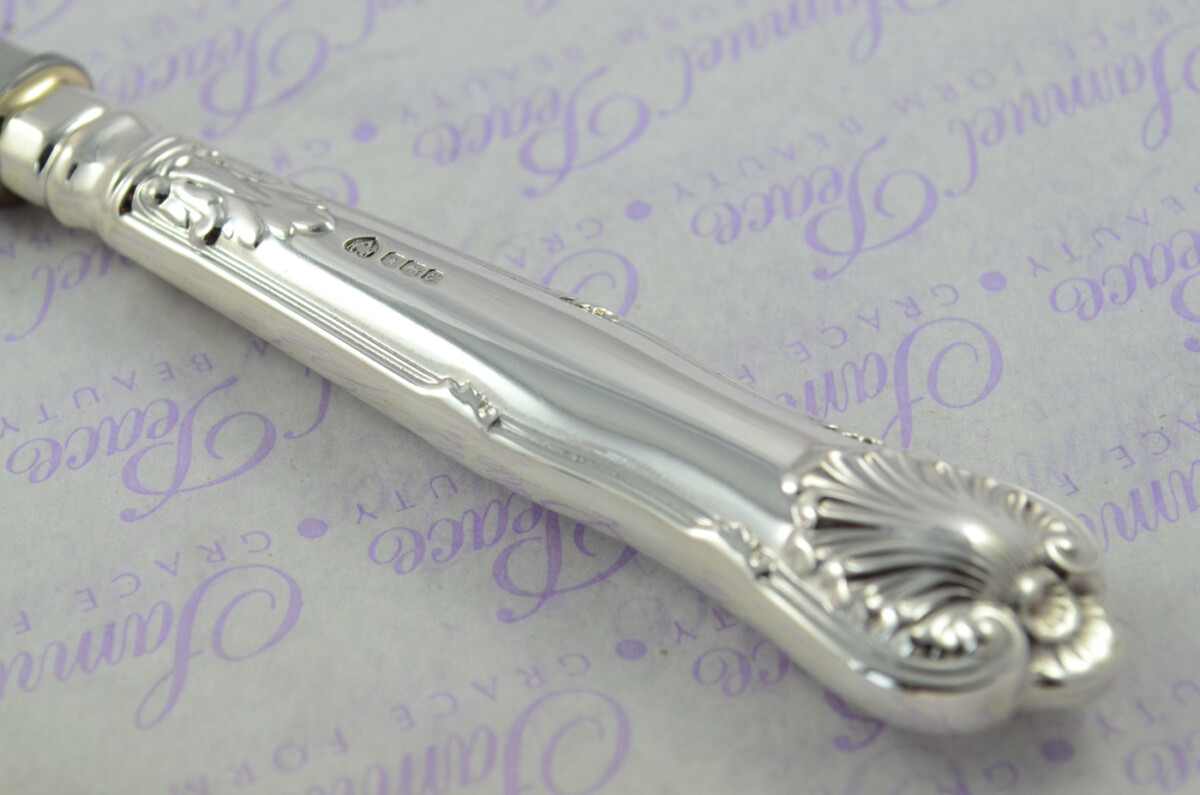 A. Haviland-Nye Cased Sheffield Sterling Silver Handled Letter Opener Kings Husk Pattern 1972 - Image 4