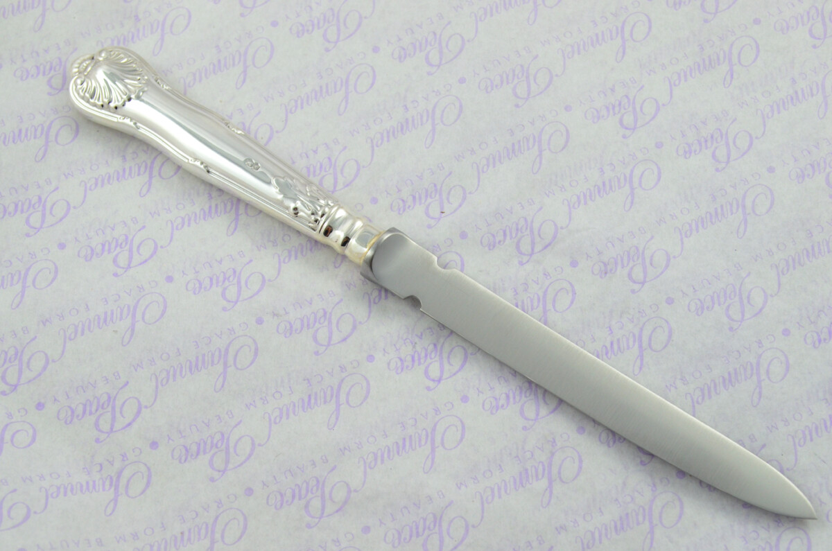 A. Haviland-Nye Cased Sheffield Sterling Silver Handled Letter Opener Kings Husk Pattern 1972 - Image 7