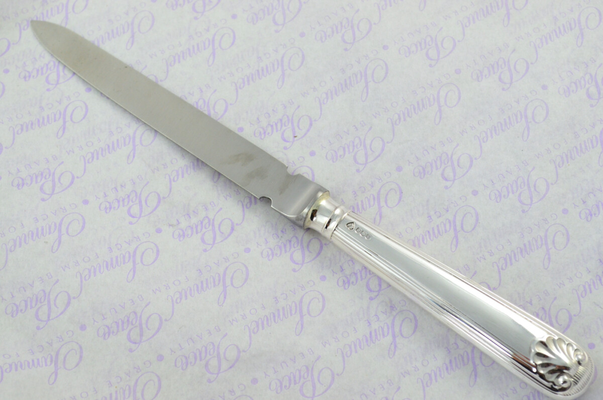 A. Haviland-Nye Cased Sheffield Sterling Silver Handled Letter Opener Thread & Shell Pattern 1973 - Image 2