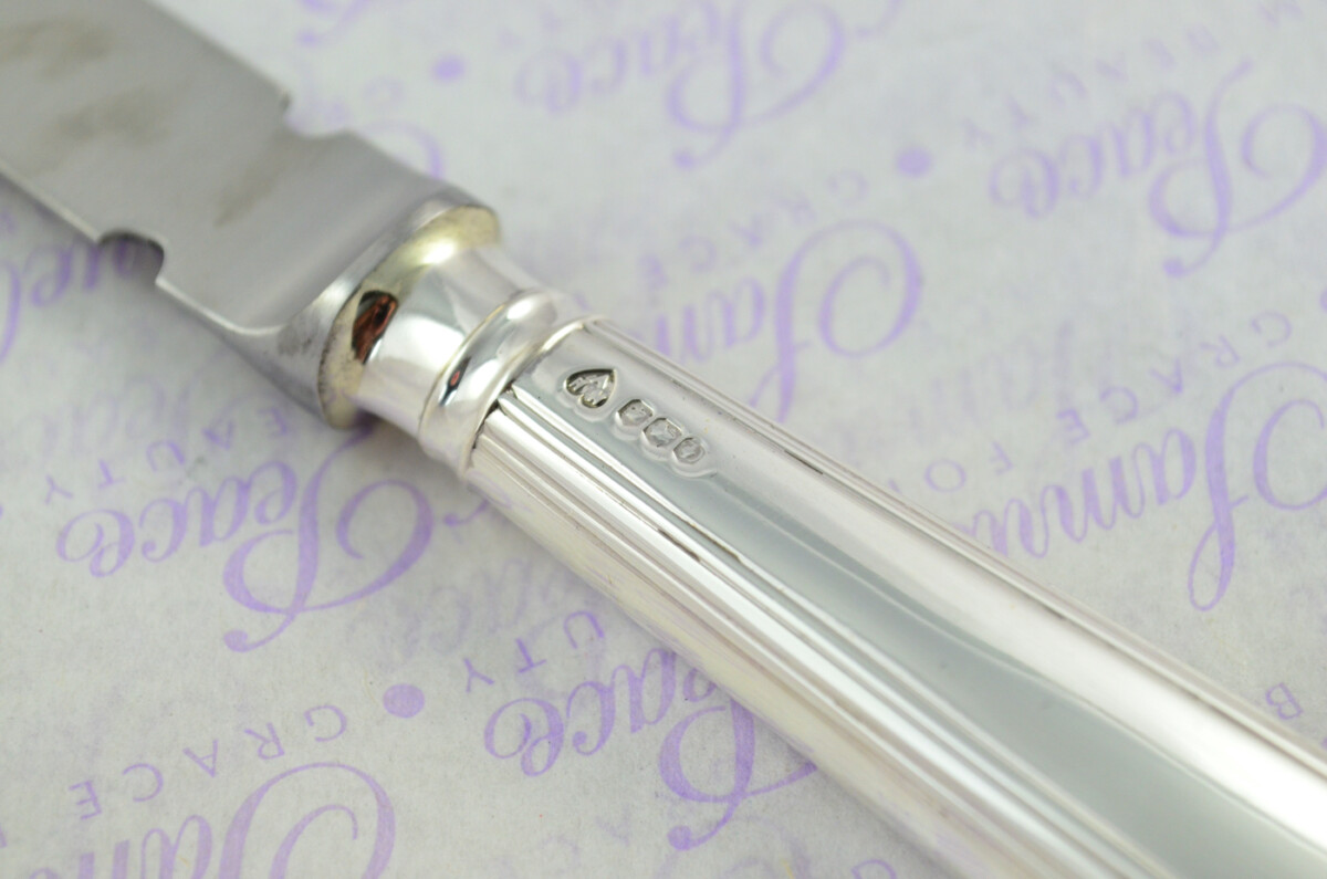A. Haviland-Nye Cased Sheffield Sterling Silver Handled Letter Opener Thread & Shell Pattern 1973 - Image 6