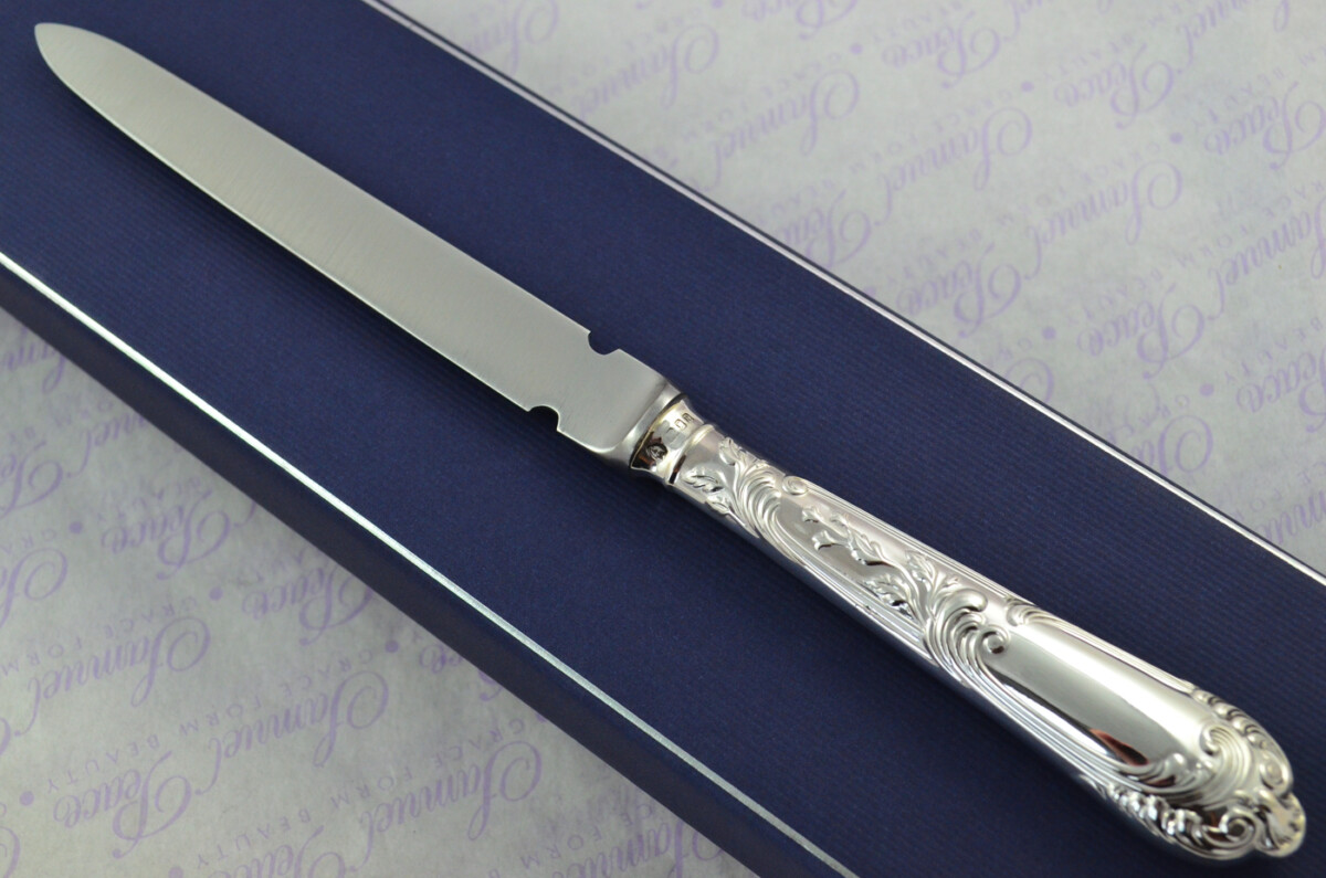 A. Haviland-Nye Cased Sheffield Sterling Silver Handled Letter Opener La Regence Pattern 1982
