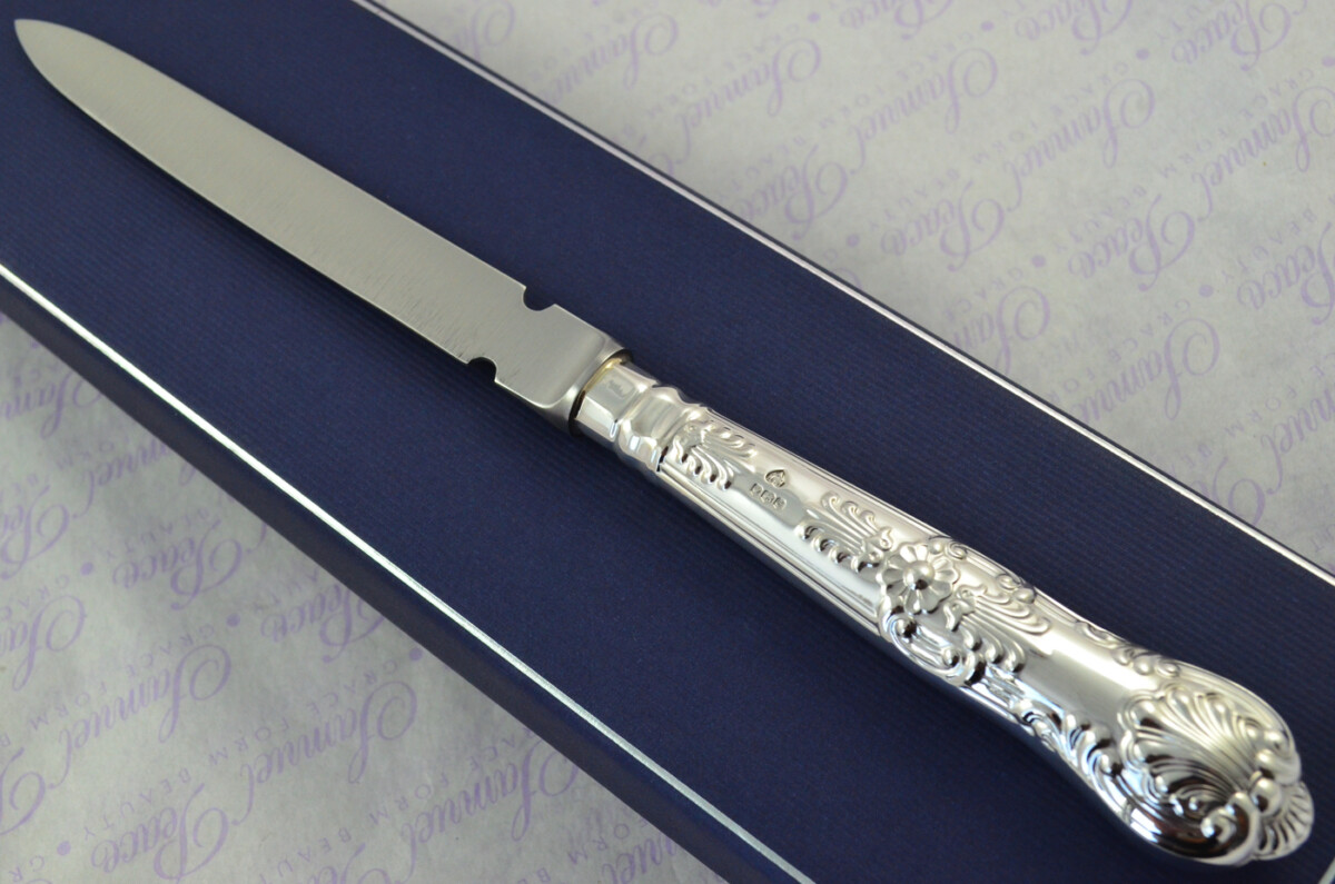A. Haviland-Nye Cased Sheffield Sterling Silver Handled Letter Opener Queens Pattern 1973