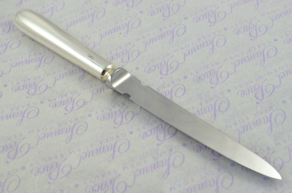 Saunders & Shepherd Cased Sheffield Sterling Silver Handled Letter Opener Candle End Pattern 1966 - Image 7