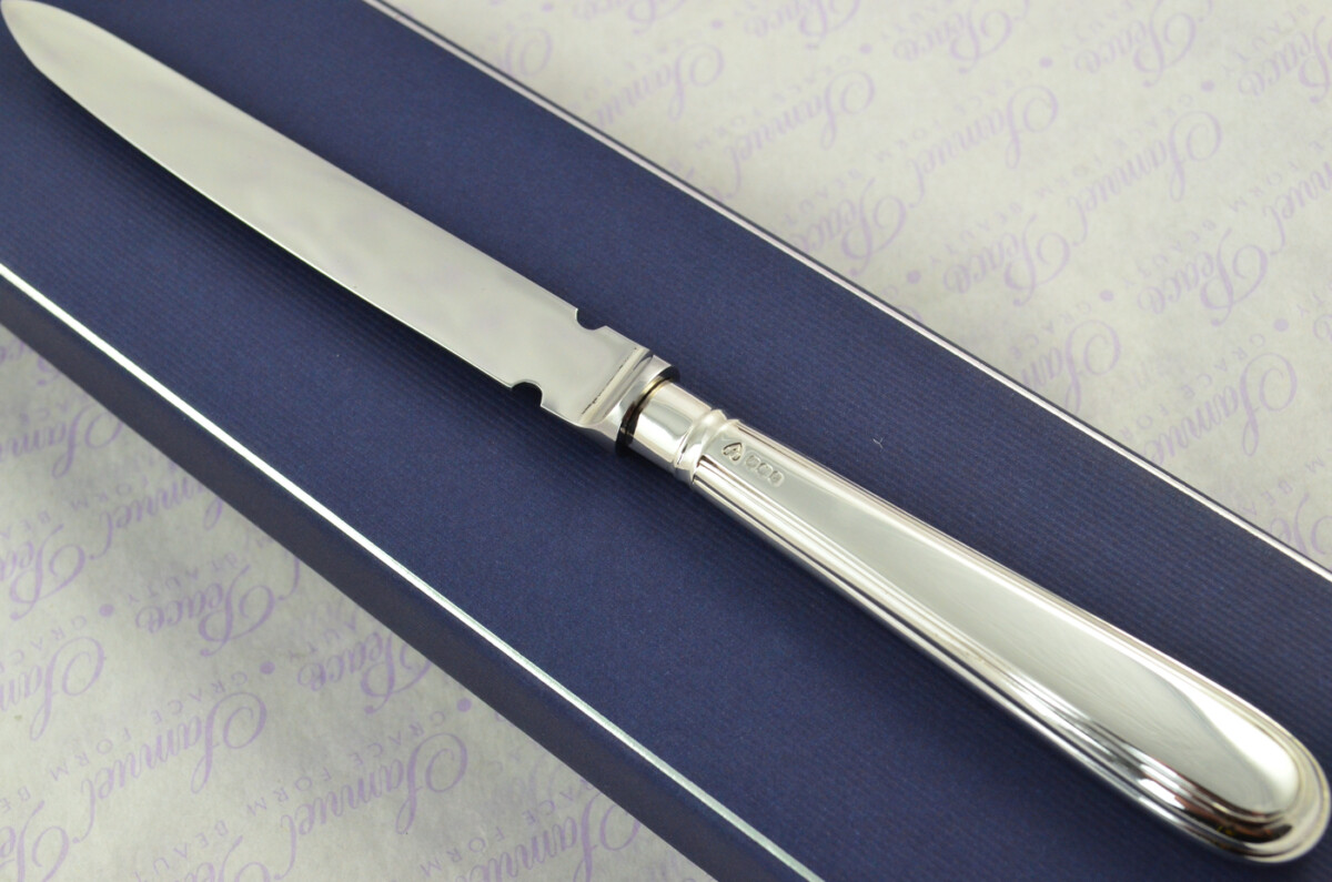 A. Haviland-Nye Cased Sheffield Sterling Silver Handled Letter Opener Old English Thread Pattern 1972